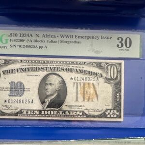 $10 1934A North Africa WWII Emergency Issue